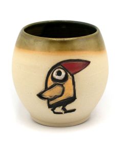 Matero ceramiczne toczone na kole ~350 ml - "Wrona na pustyni"